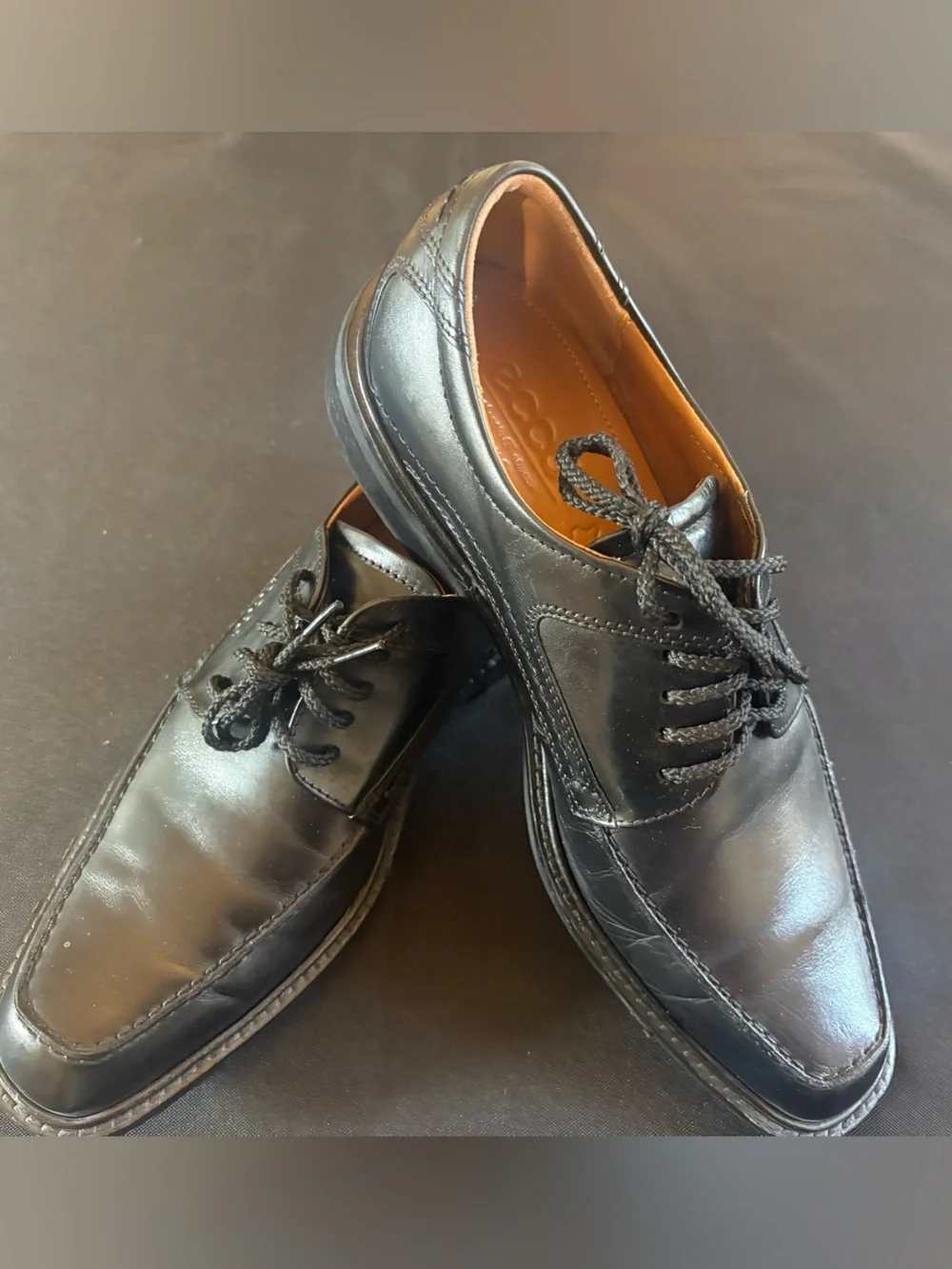 Ecco Black Leather Men's Lace-Up Derby Shoes